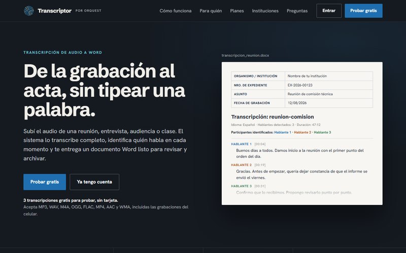 Transcriptor de audio: de la grabación al acta en Word